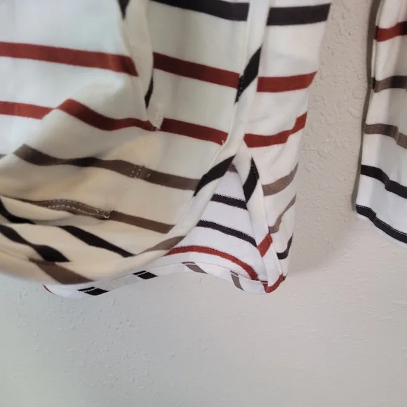 MARKET & SPRUCE Beige Striped Milania French Terry Curved Hem Hoodie Size M - Picture 5 of 12